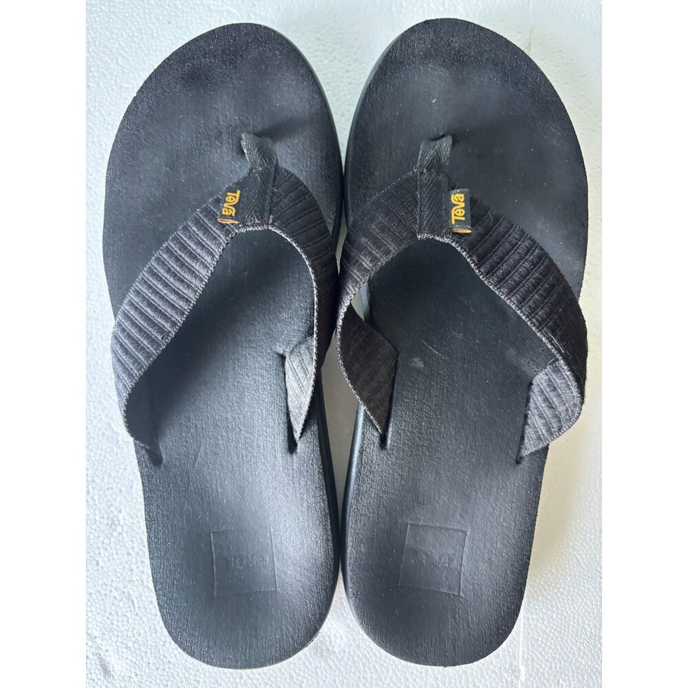 Teva Voya Flip Black Mush II Canvas Thong Sandals Women's Size 9